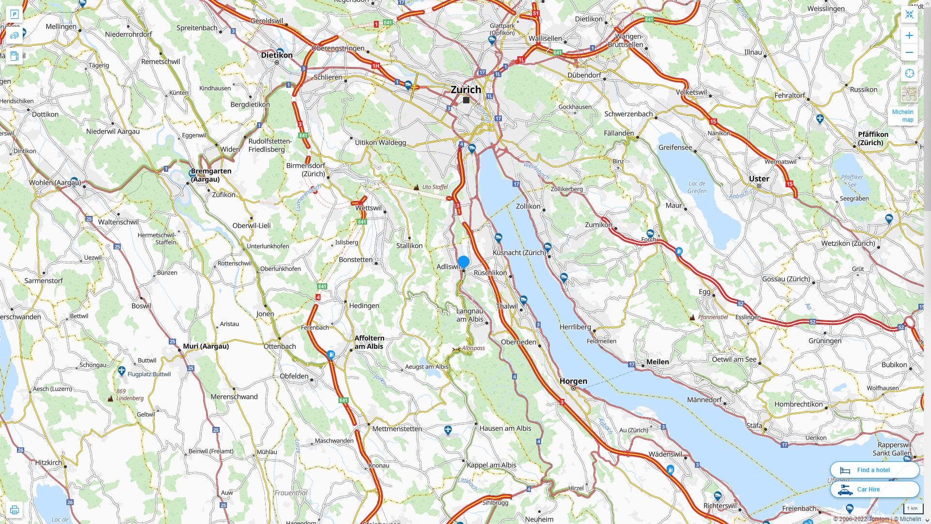 Adliswil Suisse Autoroute et carte routiere